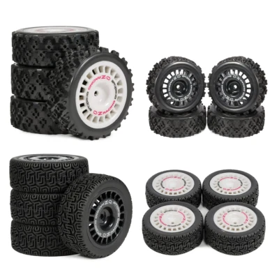 Rally Tires &Wheels Rim Set For 1/10 Tamiya TT02 TT-01 XV01 PTG-2 DF-03 Racing  - Image 1 of 4