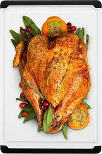 Large 18x12 Black Plastic Cutting Board with Non Slip Rubber Feet and Juice G... - Picture 1 of 8