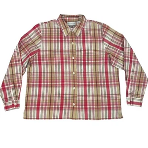 Alfred Dunner Womens Shirt Pink Tan Plaid Blouse 12P Petite - Picture 1 of 8