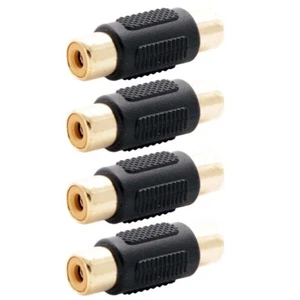 4x RCA Female to Female Coupler Audio Adapter Connector Cable Joiner Gold Plated - Picture 1 of 4