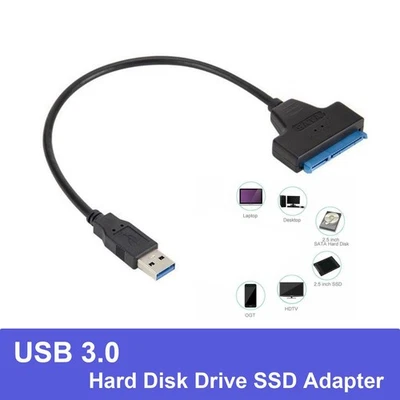 USB 3.0 to SATA Konverter Kabel Adapter für 2,5 SATA Externe HDD SSD Festplatte - Bild 1 von 4