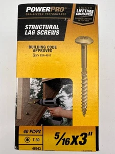 Powerpro Structural Lag Screws 5/16x3” 40pcs. 48943 - Picture 1 of 5