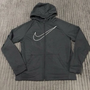 Nike Hoodie Youth XL Gray Full Zip Geometric Print Athleisure Casual Dri-Fit - Picture 1 of 12