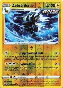 Zebstrika 051/198 - REVERSE HOLO - SWSH06: Chilling Reign - NM - Bild 1 von 2