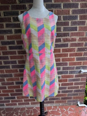 MILLY Colorful Sleeveless Tweed Sheath Dress -Size 12 - Image 1 of 4