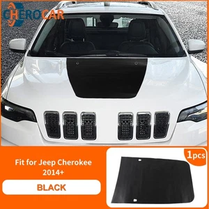 Black Engine Hood Bonnet Sticker Decals Vinyls For Jeep Cherokee 2014+ Exterior - Foto 1 di 11