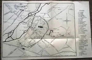1920s Vintage Road Map of CANTERBURY (with Adverts). 40 x 26 cm. Free UK p&p - Picture 1 of 3