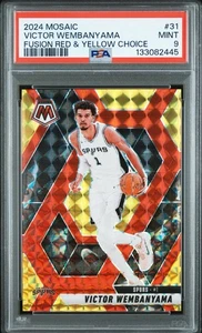 Victor Wembanyama /75 PSA 9 Pop 1 2024-25 🔥 Mosaic Red Yellow Auswahl #31 Spurs - Bild 1 von 3