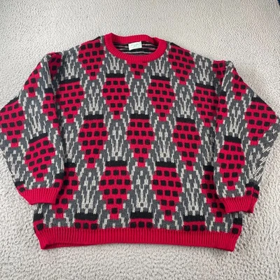 Vintage Benetton Mens Argyle Abstract Wool Alpaca Blend Sweater Size 50 Italy - Image 1 of 4