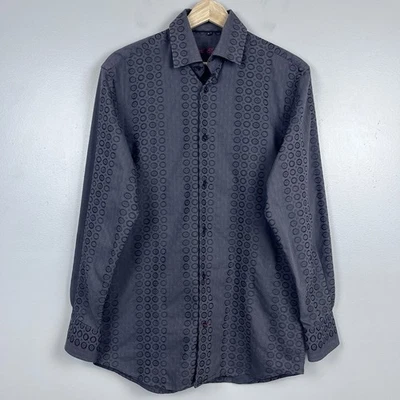 Camisa Luchiano Visconti Para Hombre Etiqueta Negra con Patrón Geométrico Jacquard Talla S Foto 1 de 4