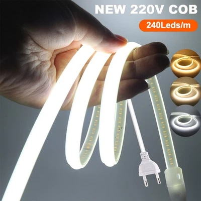 230V COB Neon LED Streifen Strip Selbstklebend Flex Lichtband Lichtschlauch IP67 - Bild 1 von 4