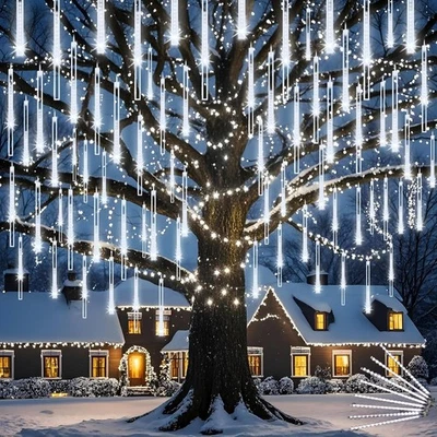30/50CM 8Tubes LED Meteor Shower Rain Light Outdoor Falling String Light Plug in - Image 1 of 4