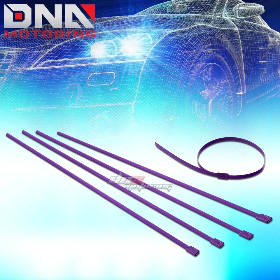 X5 12" 5MM STAINLESS PURPLE SELF-LOCKING ZIP TIE CABLE WIRE FOR HEAT WRAP/EXHAUS Foto 1 de 4