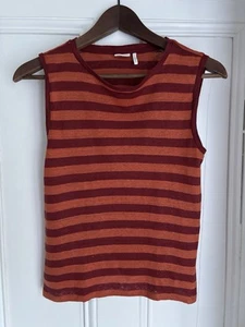 Toast Bold Stripe Linen Tank Top Size Small - Picture 1 of 5