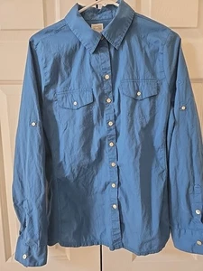 Converse One Star Women's XL Long Sleeve Blue Button Down Shirt - Picture 1 of 8