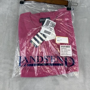 Suéter Lands End Para Mujer XL Rosa Calibre Fino Algodón Pima Cuello Joya Pullover De Colección - Imagen 1 de 6