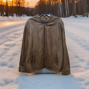 Giacca uomo Tasso Elba marrone vera pelle davanti full zip taglia XL  - Foto 1 di 13