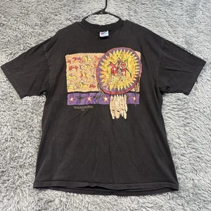 90s Vintage Taos NM Crazy Horse Black Graphic Shirt Hanes Beefy XL Single Stitch - Bild 1 von 7