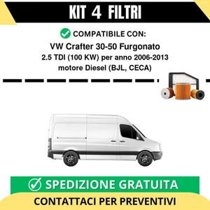 Kit 4 Filtri Tagliando per VW Crafter 30-50 Furgonato 2.5 TDI 100 kw Diesel 2... - Imagen 1 de 2