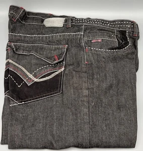 Jeans vintage Mecca uomo 42x34 Y2K pattinatore a sacco gamba dritta anni 90 tasche a ribalta - Foto 1 di 8