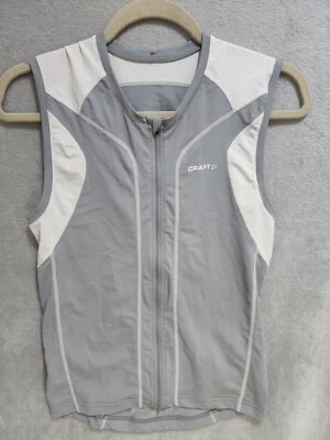 Colete sem mangas feminino Craft cinza médio com zíper completo para ciclismo - Imagem 1 de 4