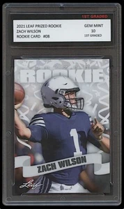 ZACH WILSON 2021 LEAF PRIZED 1ST GRADED 10 ROOKIE CARD NCAA  NEW YORK JETS/BYU  - Picture 1 of 1