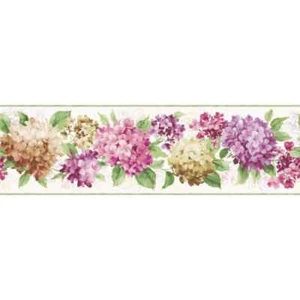 Colorful Hydrangea on Sure Strip Wallpaper Border KH7064BD - Picture 1 of 2