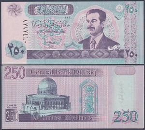 IRAK 250 DINARS 2002 UNC SADDAM HUSSEIN RECHTS, KUBBUT AL SAKHRA (KUPPEL DES R - Bild 1 von 1