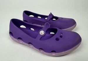 Crocs Toddler Girls 11 Shoes Purple Color Mary Jane Water Slip On Clogs Strap - Picture 1 of 12
