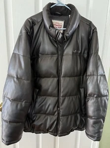 Chaqueta acolchada Levi's para hombre negra imitación cuero patrón talla XXL etiqueta blanca/roja - Imagen 1 de 10