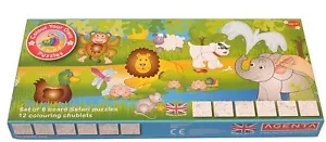 Agenta Colour Your Own Puzzles Safari Set of 6 board 12 colouring Gift UK SALE - Picture 1 of 1
