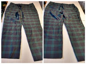 Talbots Women's Plaid Black Green Stretch Wool Blend Ankle Pants 10P 10/18 - Picture 1 of 13