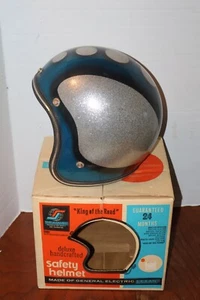 Vintage Seaway Safety Helmet King Of The Road RETRO Blue Dot Original Box - Picture 1 of 10