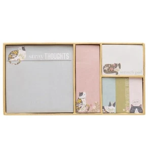 Cat Boxed Sticky Note Set 100 pages per 6 designs Assorted Sizes Karma Kitten - Picture 1 of 7