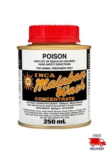 Inca Malaban Wash 250mL Flea Lice Tick Sarcoptic Mange Mite for Dogs & Cats - Picture 1 of 1