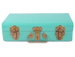 Vintage Style Metal Storage Rectangular Trunk Storage Chest Box Blue Green