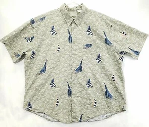 Crossings Shirt Mens 2XL Green 100% Cotton Hawaiian Sailing Nautical Button-Down - Picture 1 of 9