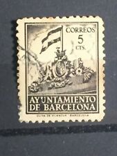 BARCELONA SPAIN TAX STAMP 5 CENT BLACK USED WITH CONTROL NUMBER