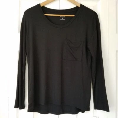 Alfani Long Sleeve Pajama Sleep Top Scoop Neck Womens Size XS Black NWT - Image 1 of 4