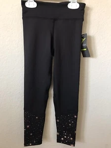 Old Navy Active Go Dry Black Gold Star Print Mid Rise Panel Leggings Size XS 5 - Picture 1 of 5