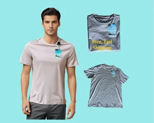 Free Planet Men’s M Beige Cotton T-Shirt Crew Neck Short Sleeve Hawaiian Tropica - Picture 1 of 5