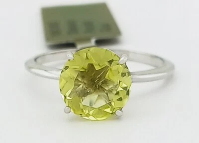 GENUINE 2.72 Cts PERIDOT SOLITAIRE RING 10k WHITE GOLD - Free Certificate - NWT - Image 1 of 4