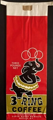1960's Lot of Four (4) 3 Ring Coffee Bags w/ Elephant in a Too Too - Buffalo, NY - Image 1 of 2