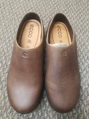 NUEVO ECCO MUJER PISTA 25 COCOA cuero marrón zueco mula zapato sin cordones ue 40 us 9 Foto 1 de 2