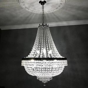French Empire Crystal Chandelier Large Foyer Ceiling Lighting LED Lamp 9 Light - Picture 1 of 11