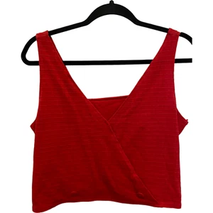 Tropical Heat Sleeveless Top Crop Red V-Neck Button Women’s Size L Vintage - Picture 1 of 6