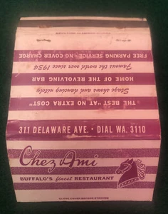 Front Strike Matchbook Cover - Chez Ami Restaurant Buffalo NY  40 Strike - Picture 1 of 3