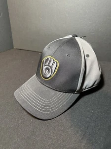 MILWAUKEE BREWERS FAN FAVORITE BLACK GRAY ADJUSTABLE CAP HAT - NWT MLB - Picture 1 of 10