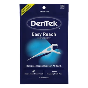 Dentek Complete Clean Easy Reach Floss Picks, No Break & No Shred Floss, 75 Coun - Picture 1 of 12