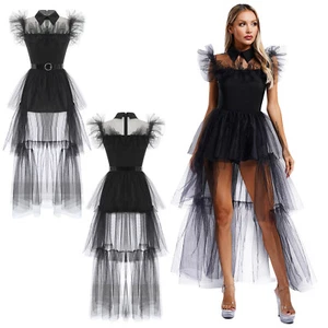 Vestito donna sovrapposizione cintura asimmetrico costume manica a mosca gonna abiti festa - Foto 1 di 19